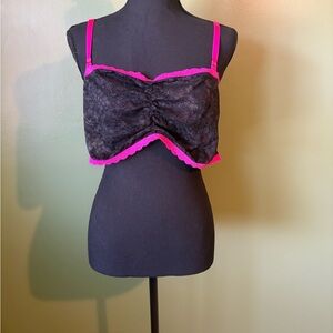 Torrid Black Lace Bandeau with Pink Accents